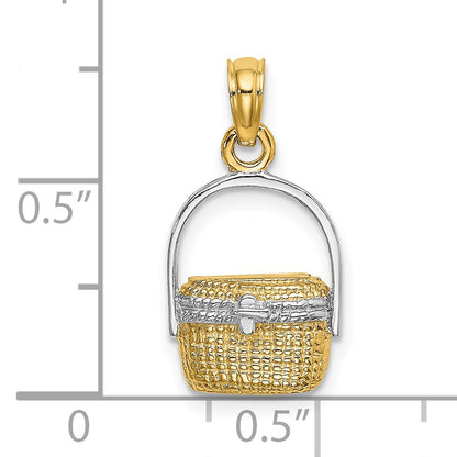 14K and White Rhodium 2-D Nantucket Basket Charm
