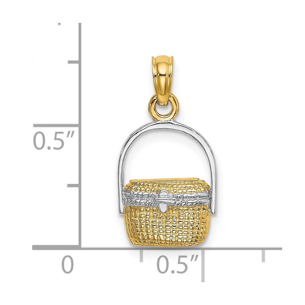 14K W/ Rhodium 2-D Nantucket Basket Charm