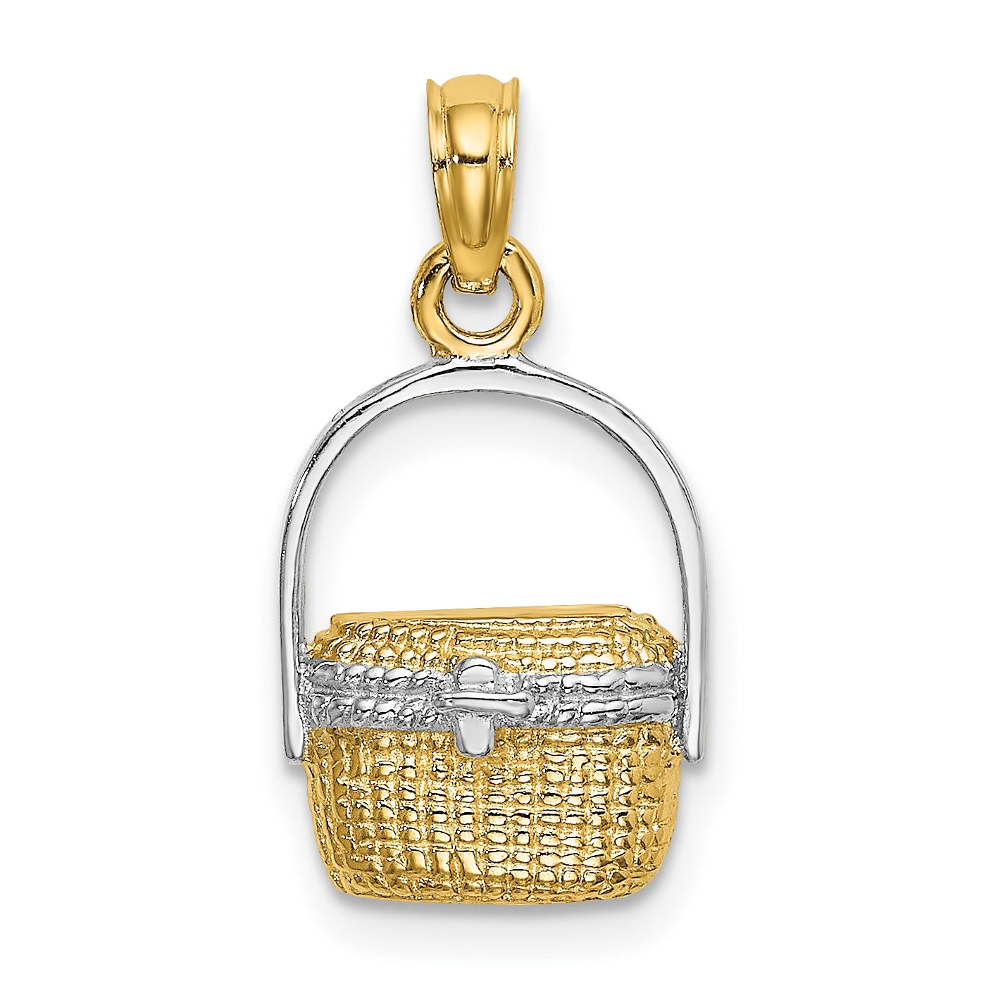 14K and White Rhodium 2-D Nantucket Basket Charm