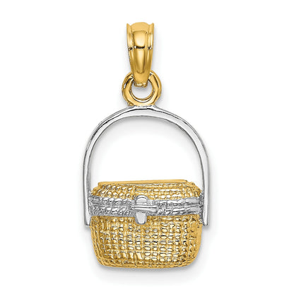 14K and White Rhodium 2-D Nantucket Basket Charm