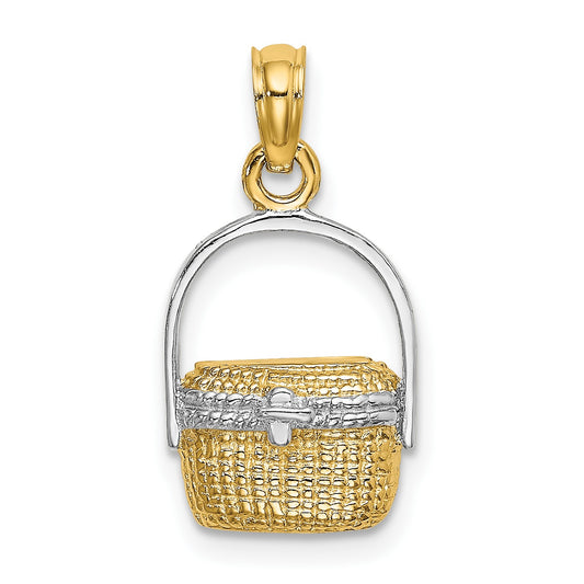 14K and White Rhodium 2-D Nantucket Basket Charm