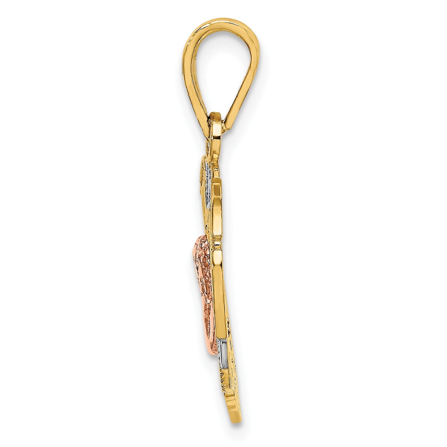 14K Two-tone with White Rhodium Angel In Heart Charm