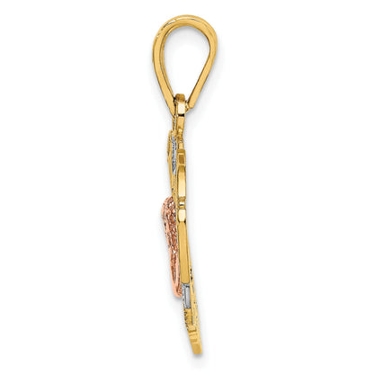 14K Two-tone with White Rhodium Angel In Heart Charm