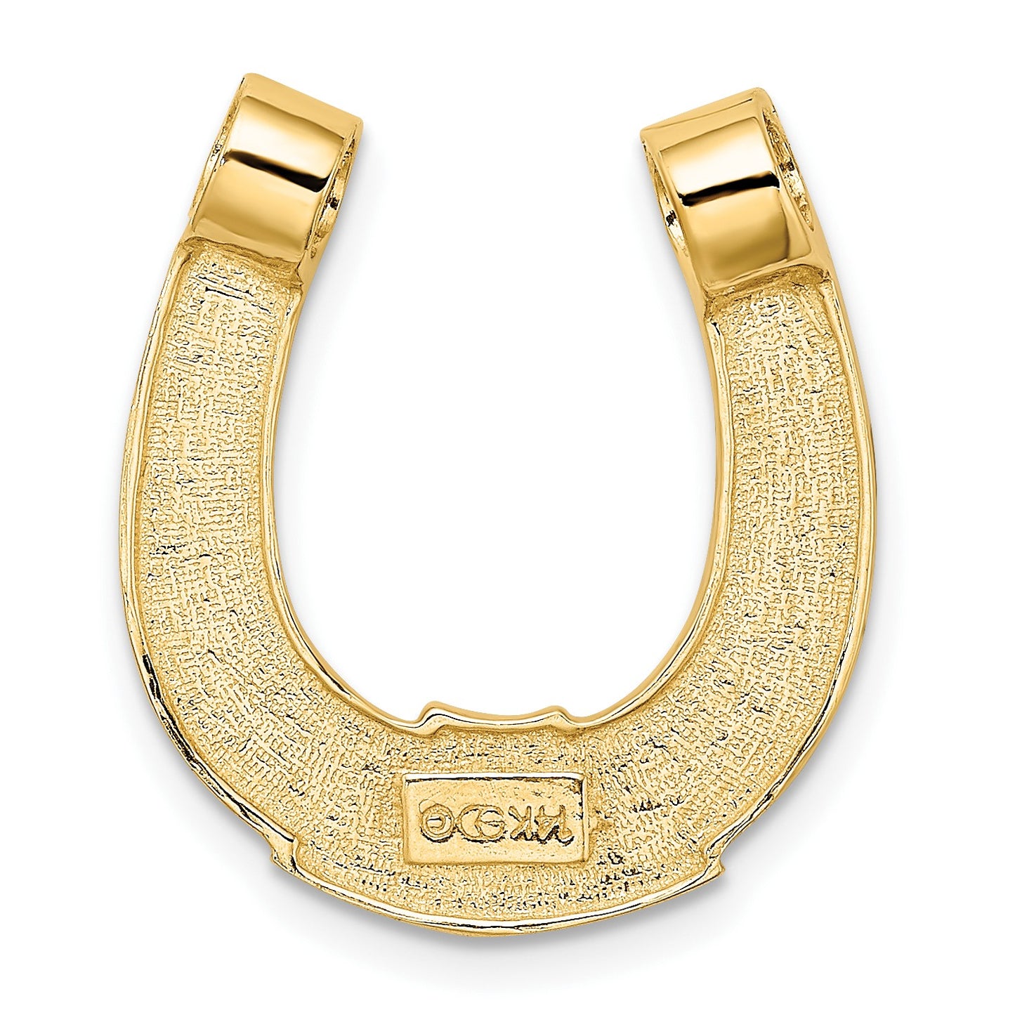 14k and White Rhodium Horseshoe Chain Slide Charm