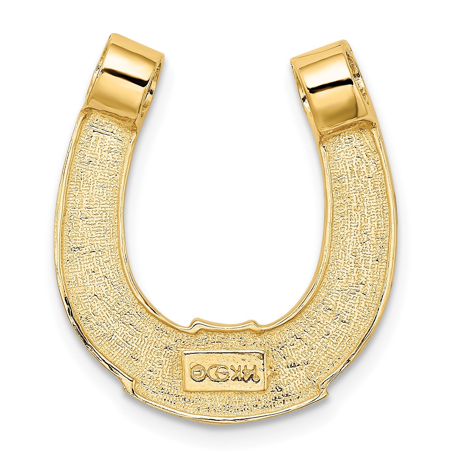 14k and White Rhodium Horseshoe Chain Slide Charm