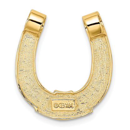 14k and White Rhodium Horseshoe Chain Slide Charm
