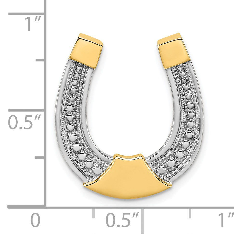 14k and White Rhodium Horseshoe Chain Slide Charm