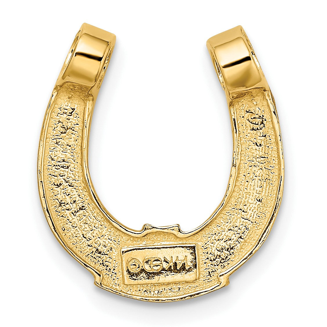 14k and White Rhodium Horseshoe Chain Slide Charm