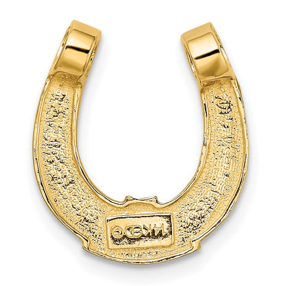 14k and White Rhodium Horseshoe Chain Slide Charm