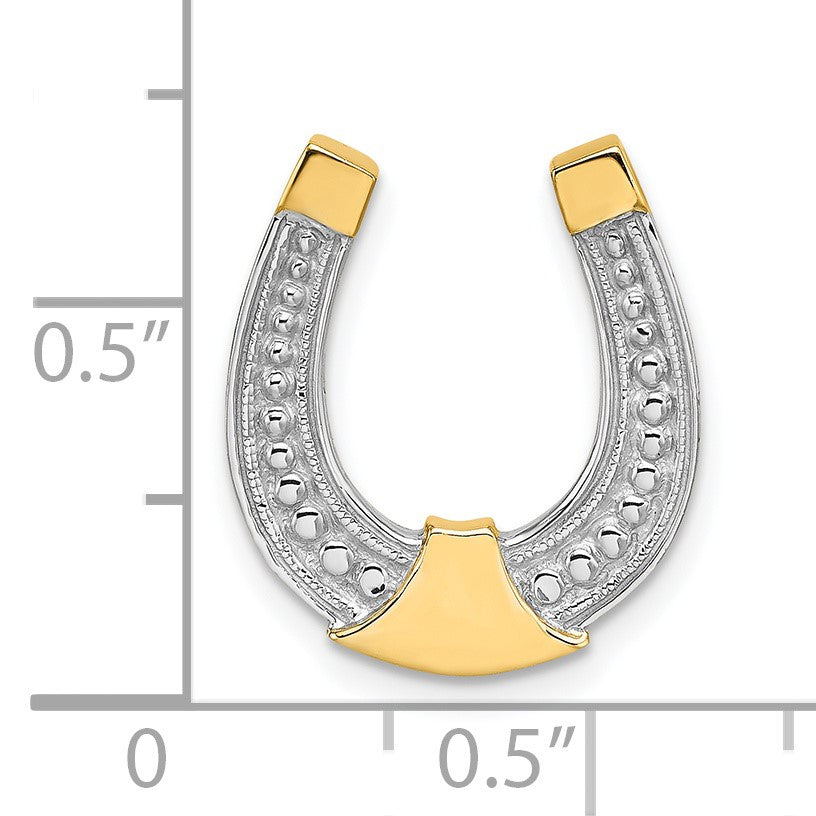 14k and White Rhodium Horseshoe Chain Slide Charm