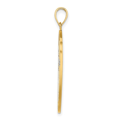 14K with White Rhodium Cross Shield with Joshua 1:9 On Reverse Charm