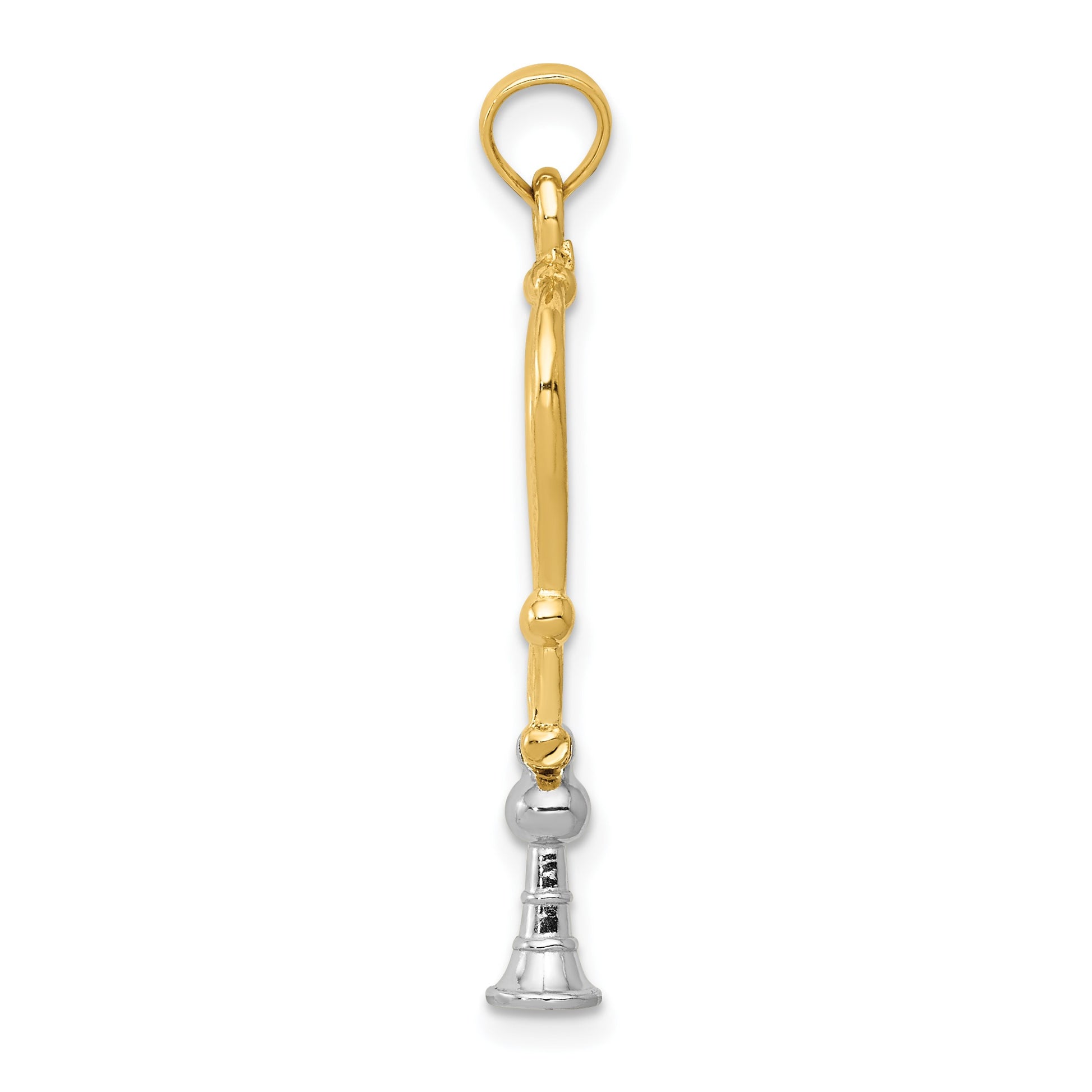 14k Two-Tone 3-D Stethoscope Pendant