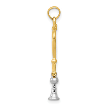 14k Two-Tone 3-D Stethoscope Pendant