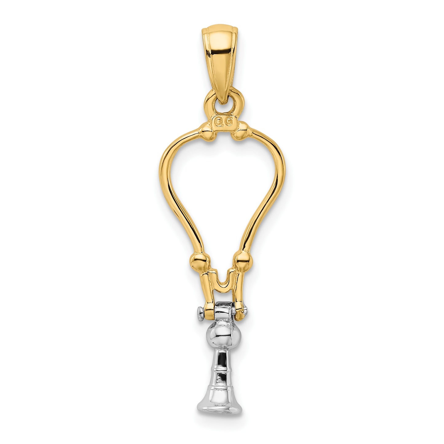 14k Two-Tone 3-D Stethoscope Pendant