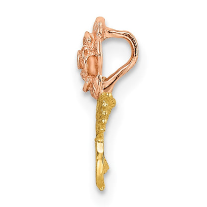 14k Two-tone Textured Rose Chain Slide Pendant