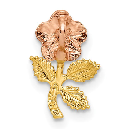 14k Two-tone Textured Rose Chain Slide Pendant