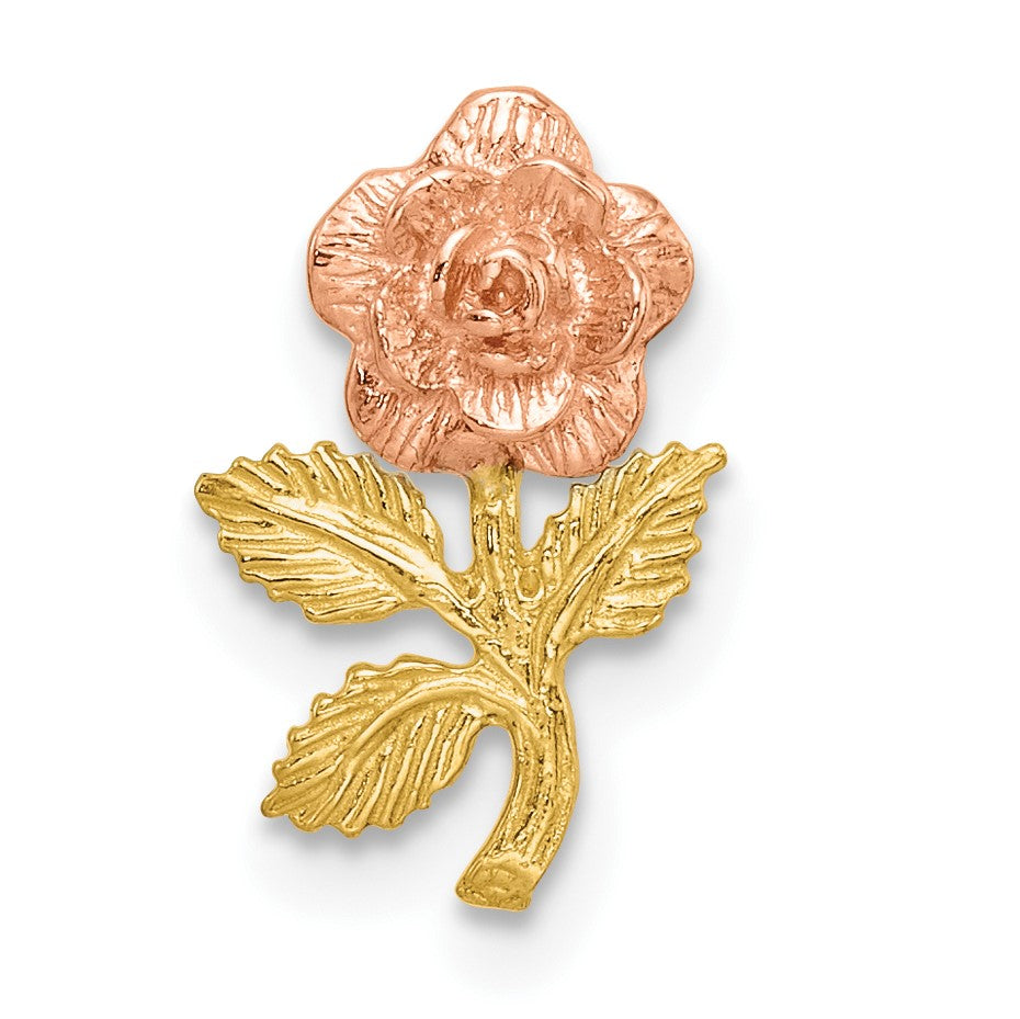 14k Two-tone Textured Rose Chain Slide Pendant