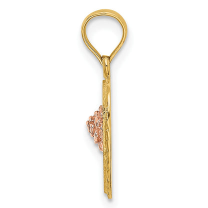 14k Two-Tone Flower in Heart Charm