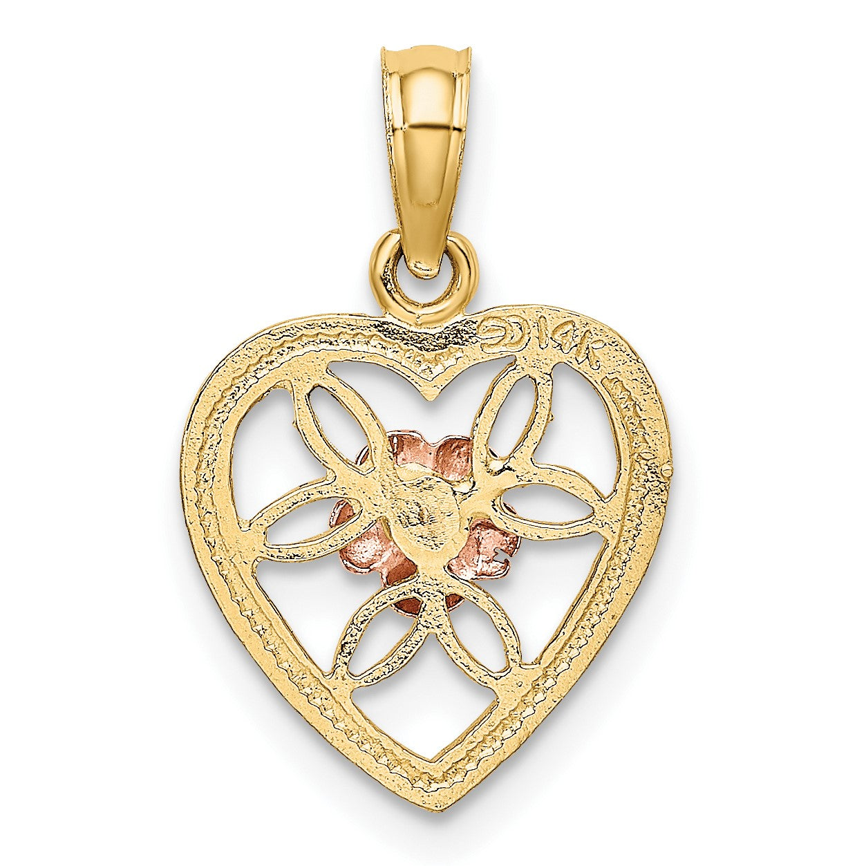 14k Two-Tone Flower in Heart Charm
