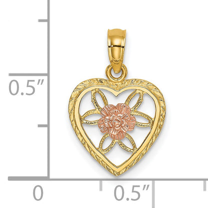 14k Two-Tone Flower in Heart Charm