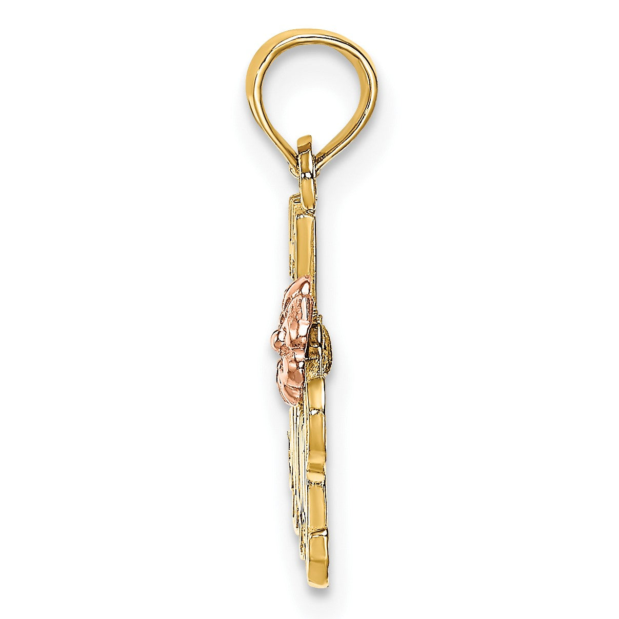 14k Two-Tone #1 MOM Script with Flower Charm