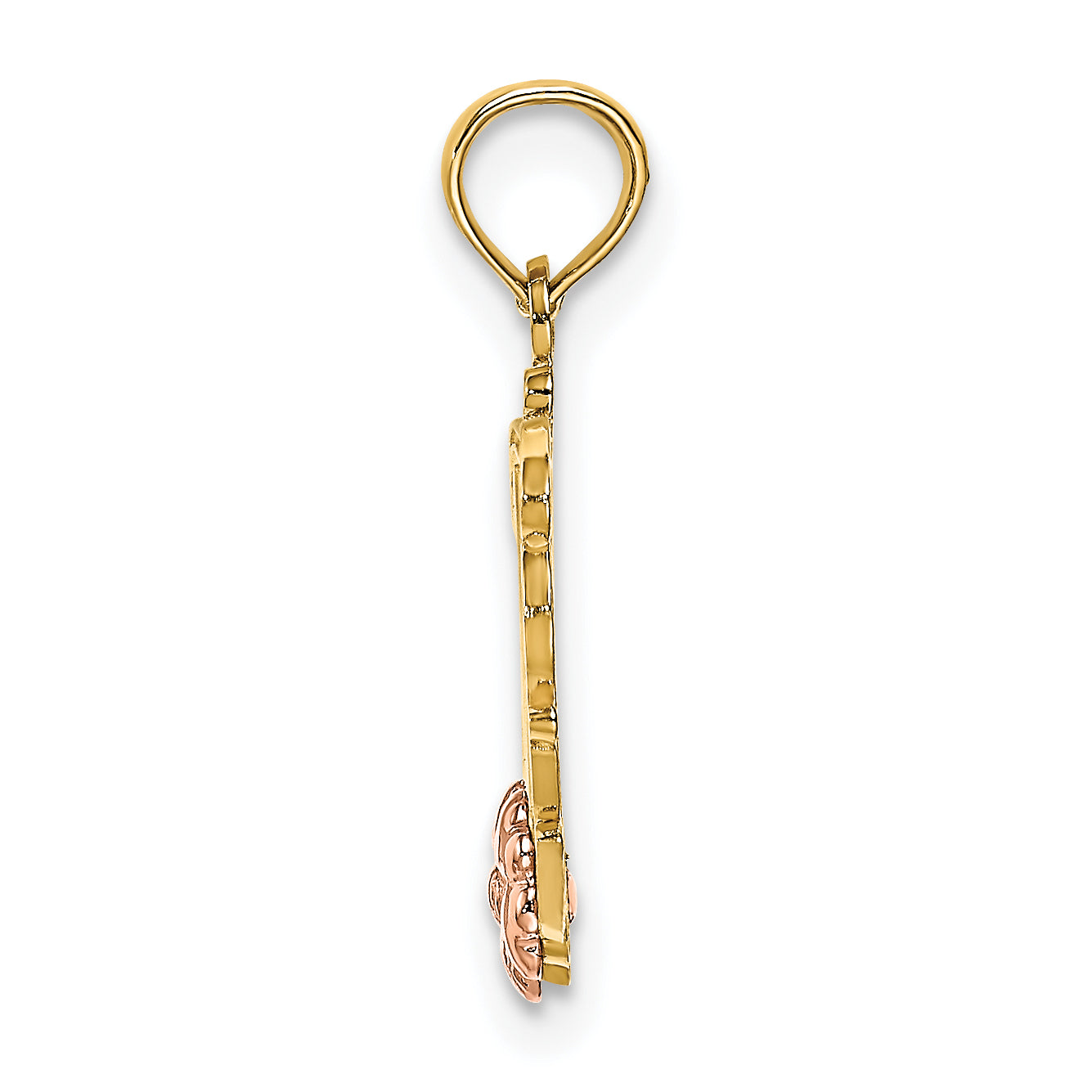 14k Two-Tone MOM Script with Flower Charm