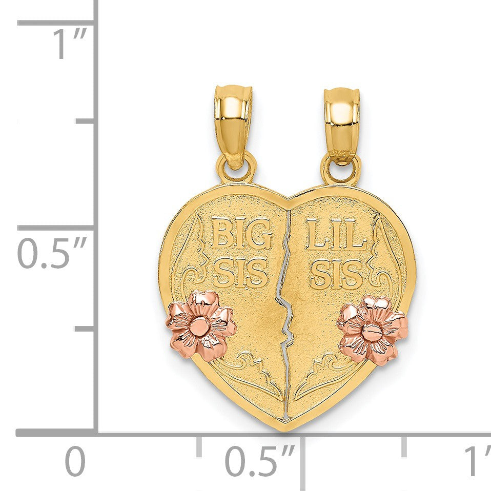 14k Two-Tone BIG SIS-LIL SIS 2-Piece Break-apart Heart Charm