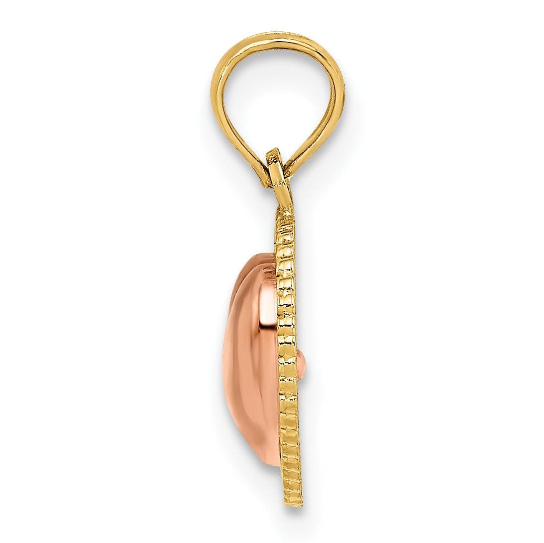 14k Yellow and Rose Polished Heart Beaded Charm