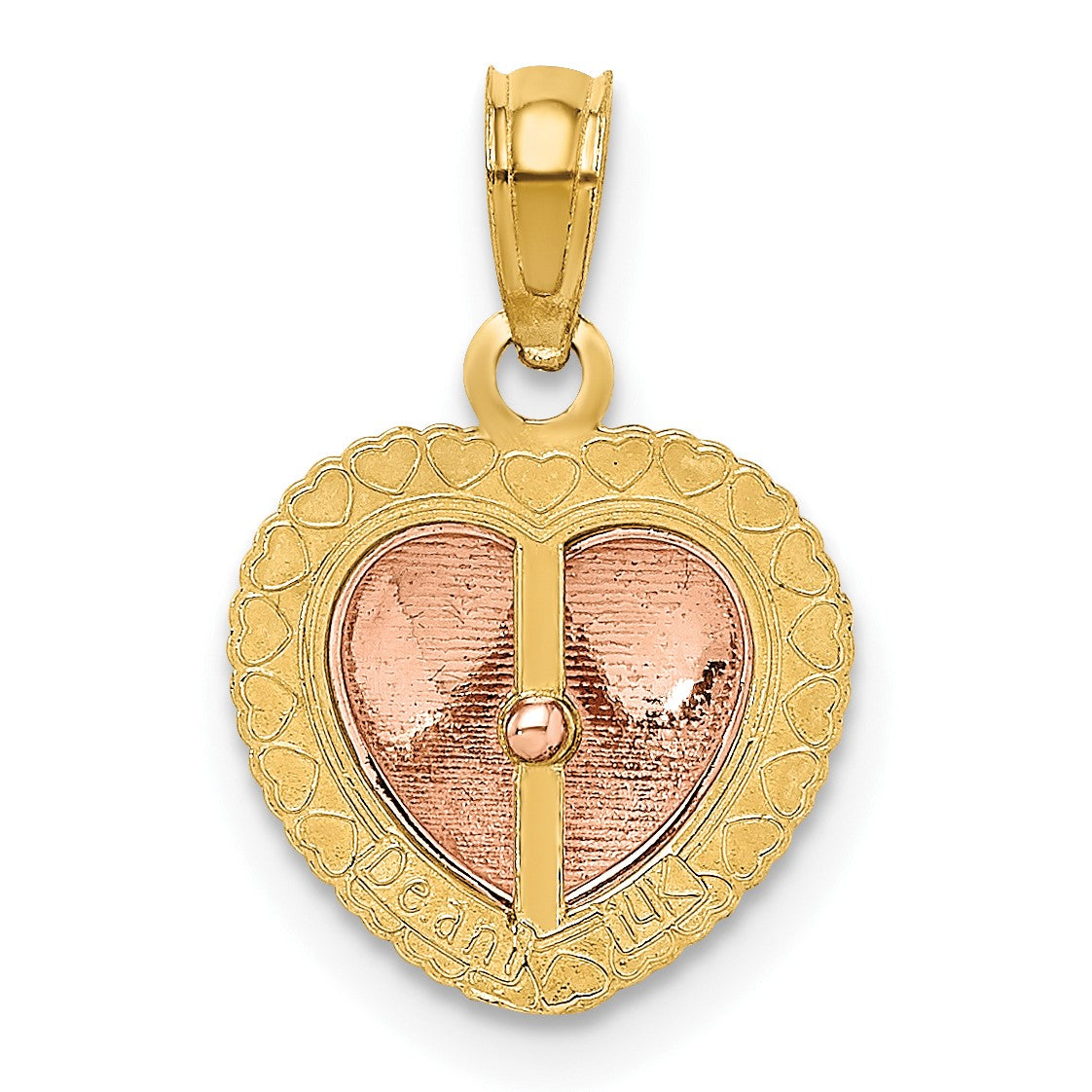 14k Yellow and Rose Polished Heart Beaded Charm