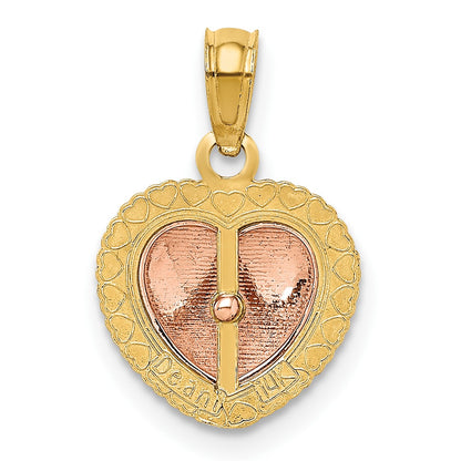 14k Yellow and Rose Polished Heart Beaded Charm