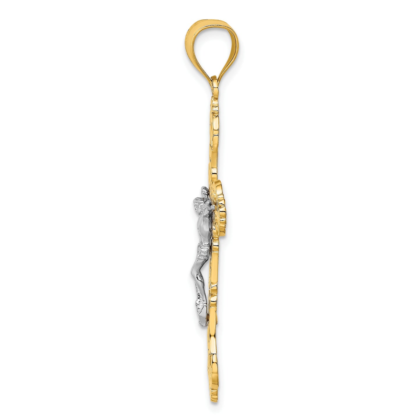 14K Two-tone Crucifix with Scrolled Tips Charm