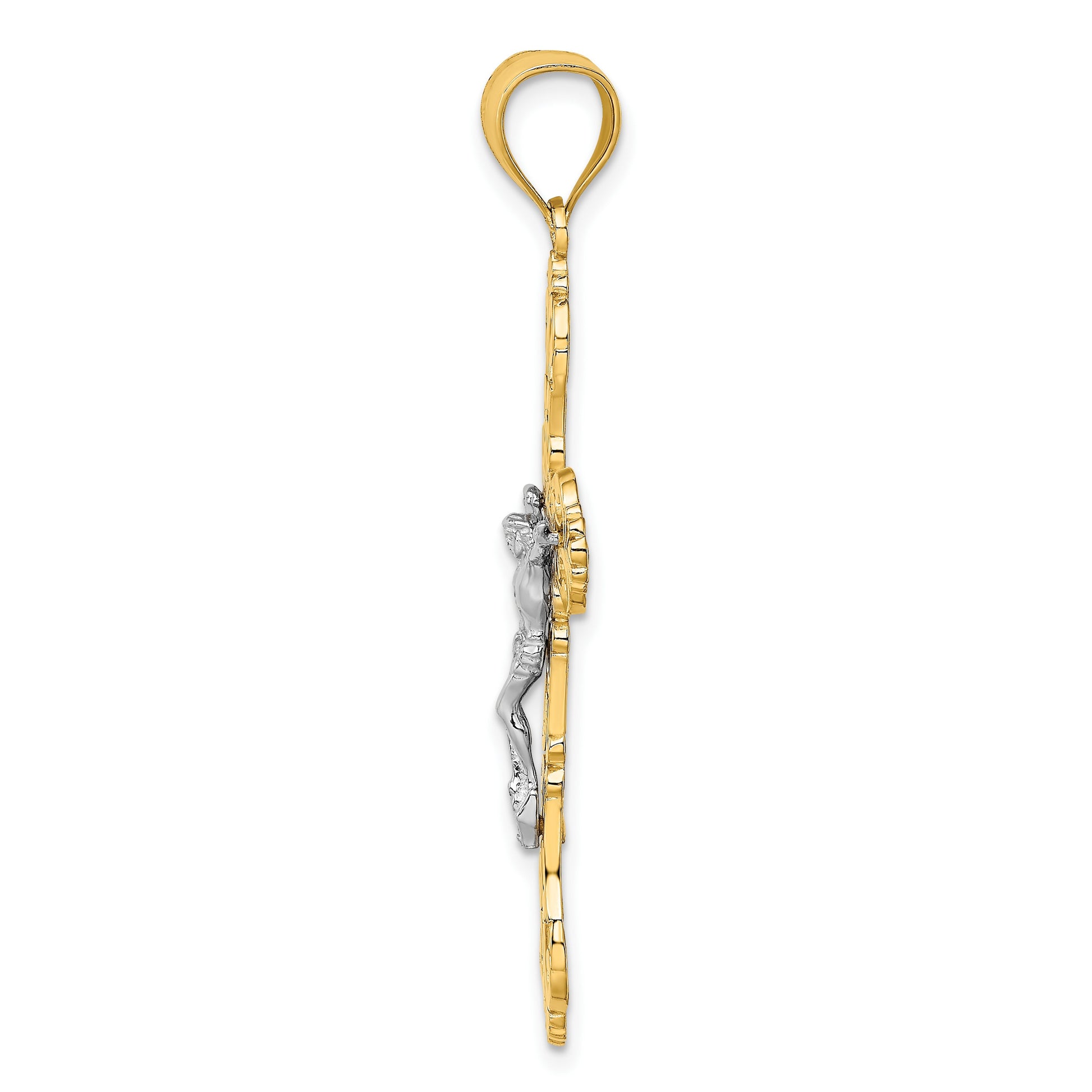 14K Two-tone Crucifix with Scrolled Tips Charm