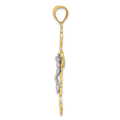 14K Two-tone Crucifix with Scrolled Tips Charm