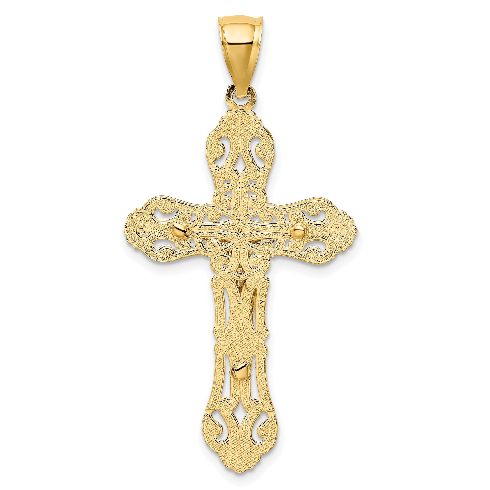 14K Two-tone Crucifix with Scrolled Tips Charm