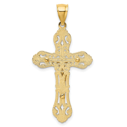 14K Two-tone Crucifix with Scrolled Tips Charm