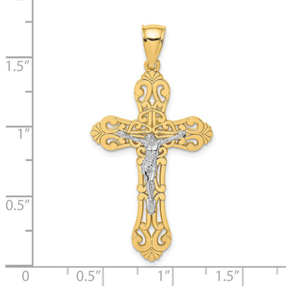 14K Two-tone Crucifix with Scrolled Tips Charm