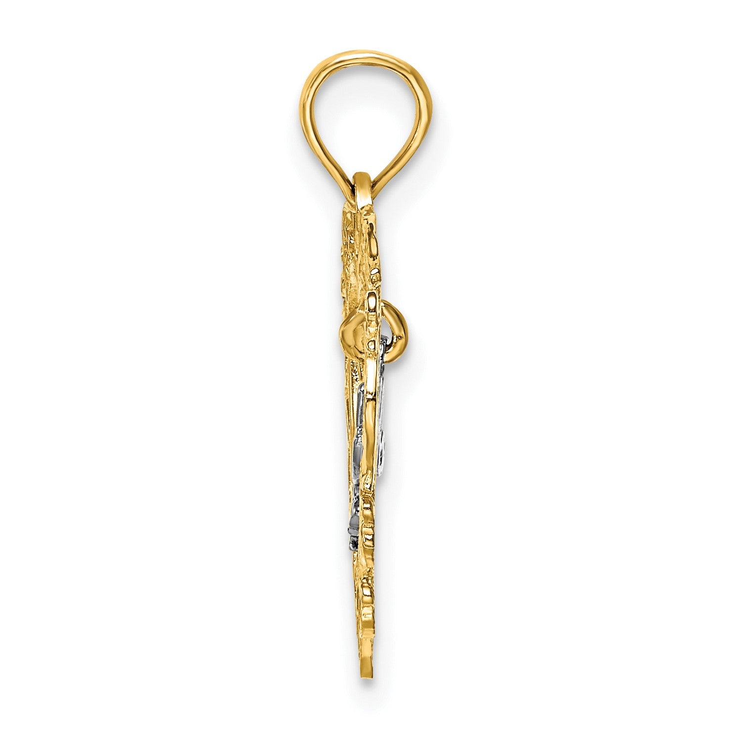 14k Two-tone MOM Inside Heart Charm