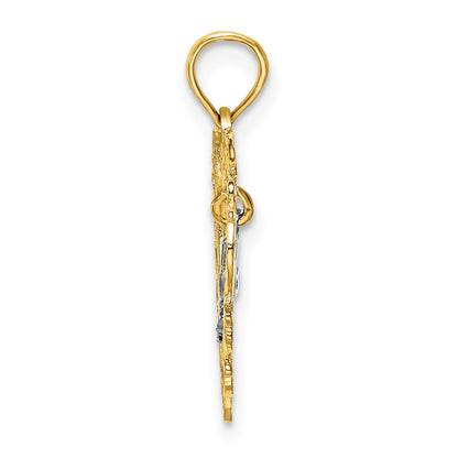 14k Two-tone MOM Inside Heart Charm