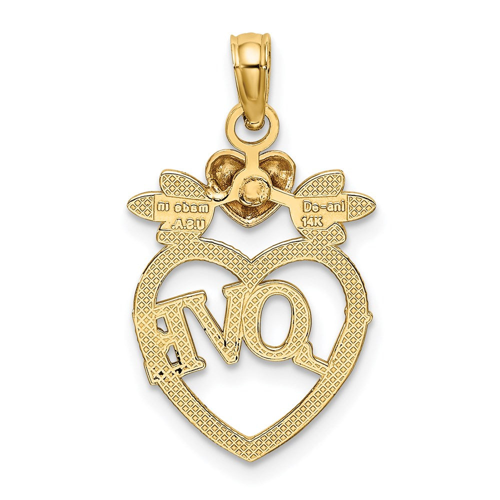 14k Two-Tone w/ White Rhodium LOVE Inside Heart Pendant