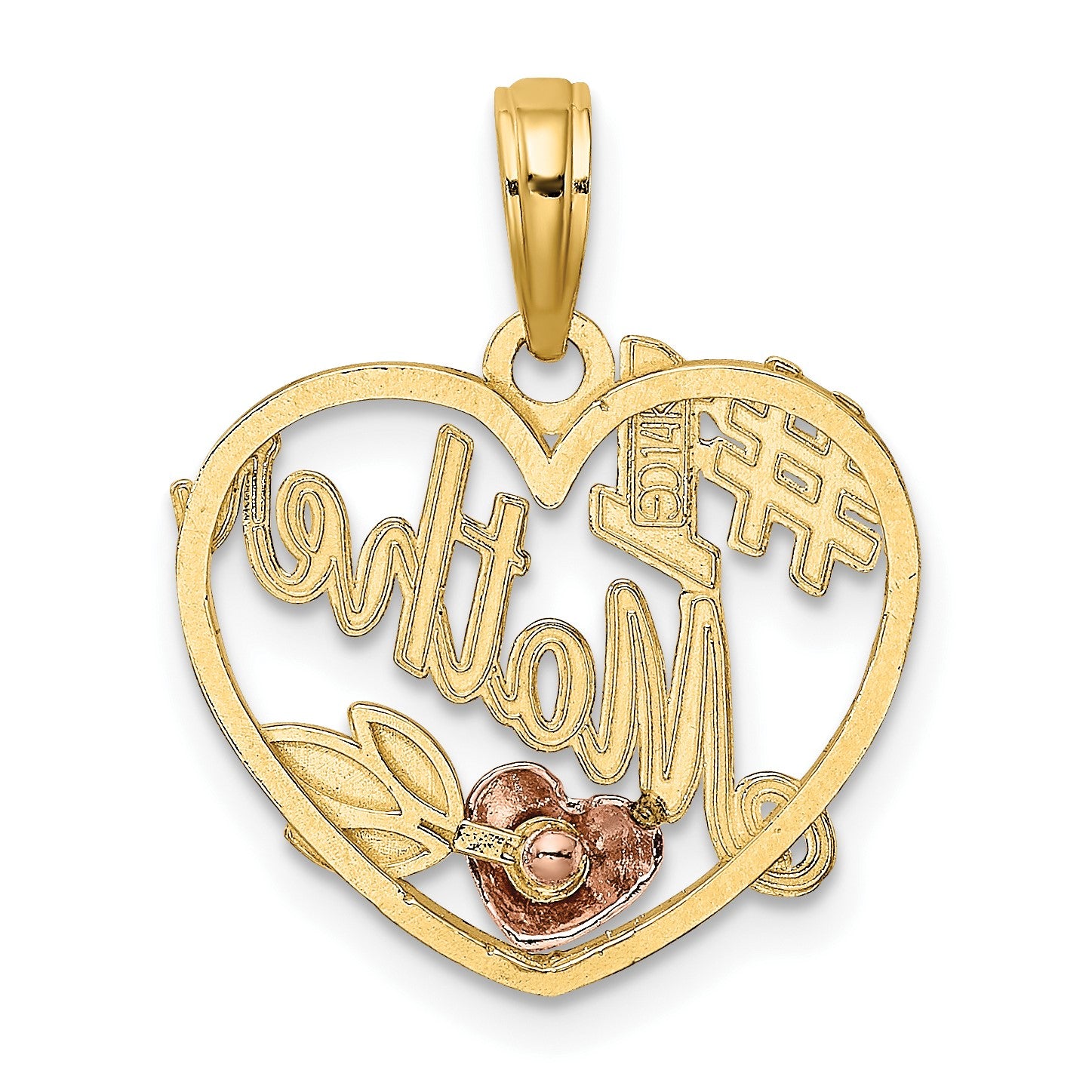 14k Two-Tone Heart with #1 MOTHER Charm