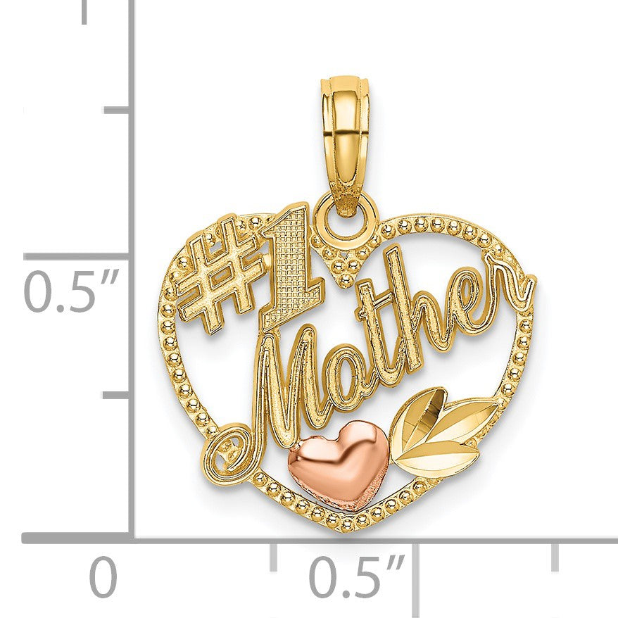 14k Two-Tone Heart with #1 MOTHER Charm