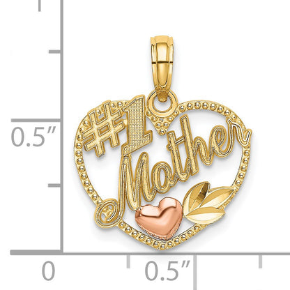 14k Two-Tone Heart with #1 MOTHER Charm