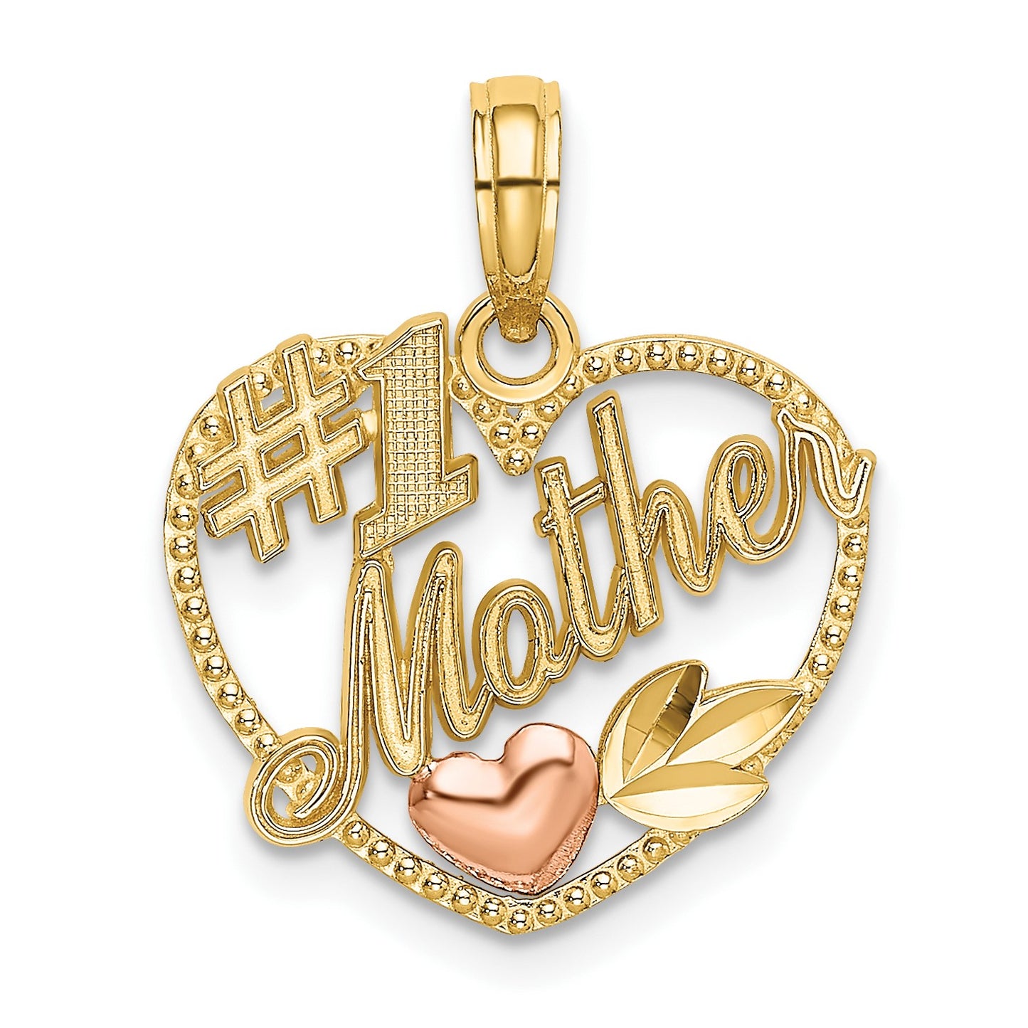 14k Two-Tone Heart with #1 MOTHER Charm