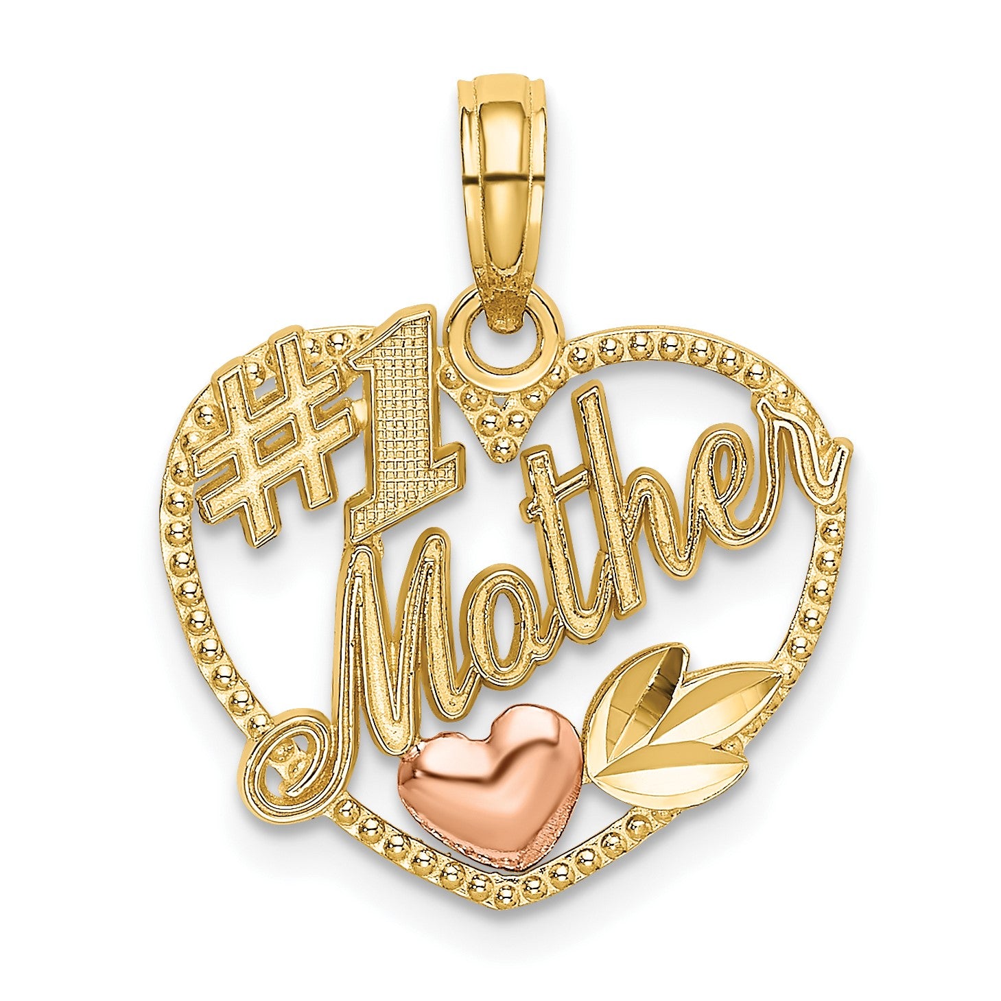 14k Two-Tone Heart with #1 MOTHER Charm