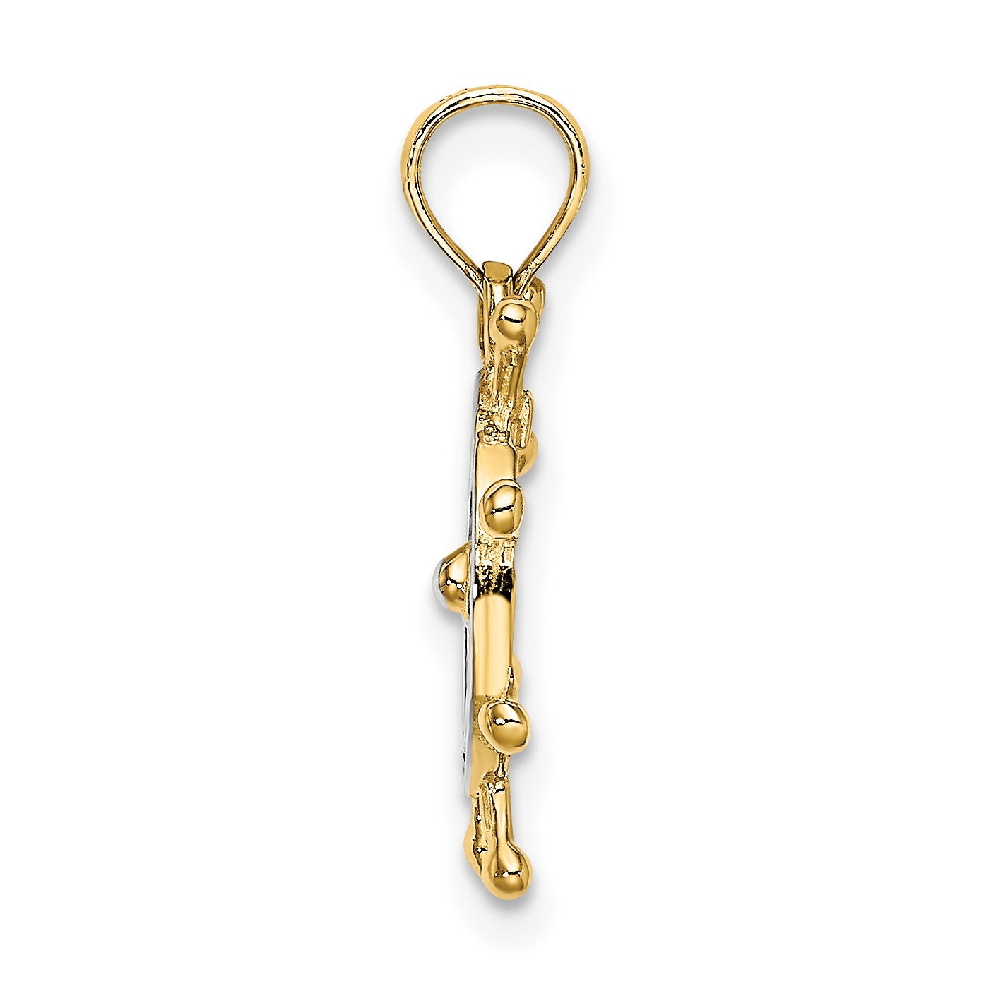 14K and White Rhodium 2-D Ship Wheel Charm