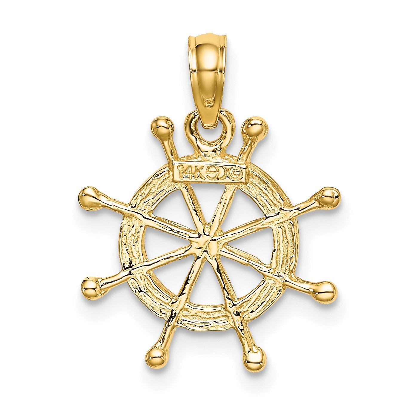 14K and White Rhodium 2-D Ship Wheel Charm