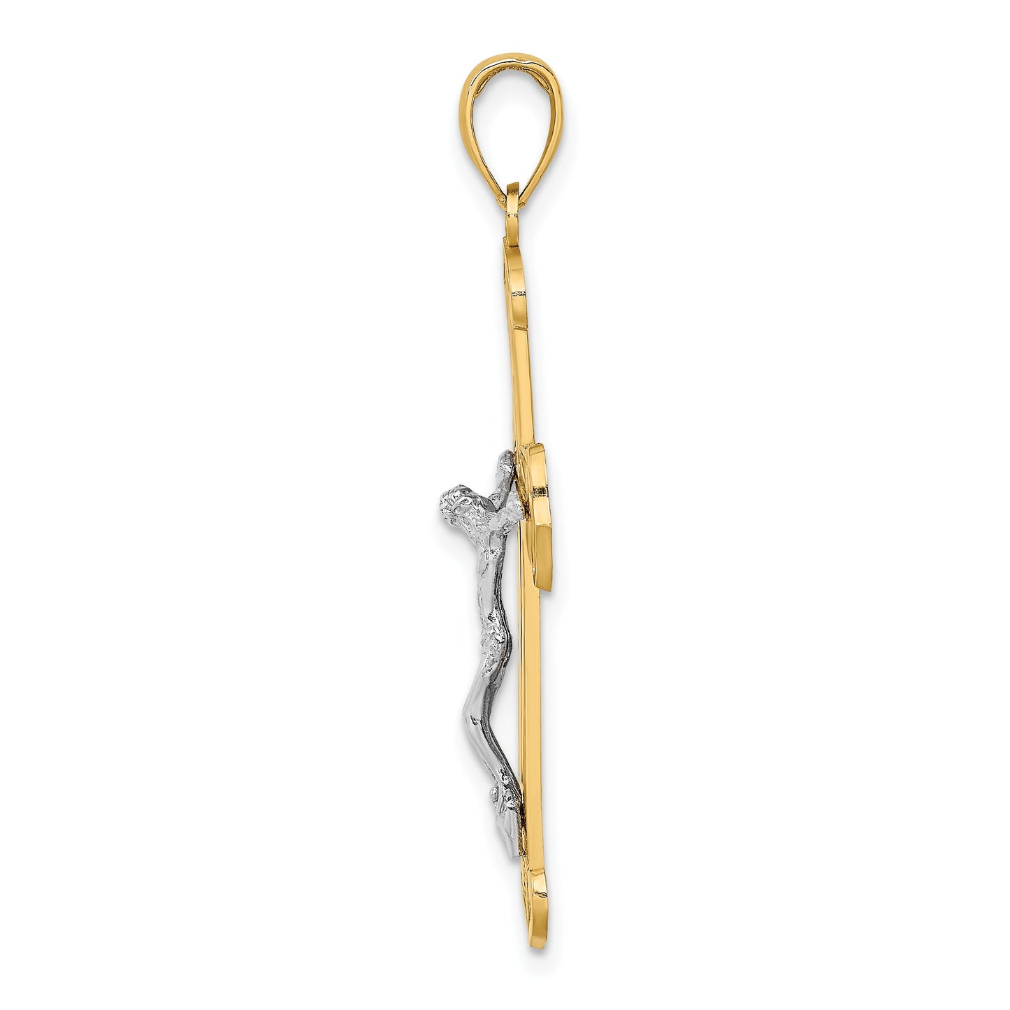 14K Two-tone Textured Crucifix Charm