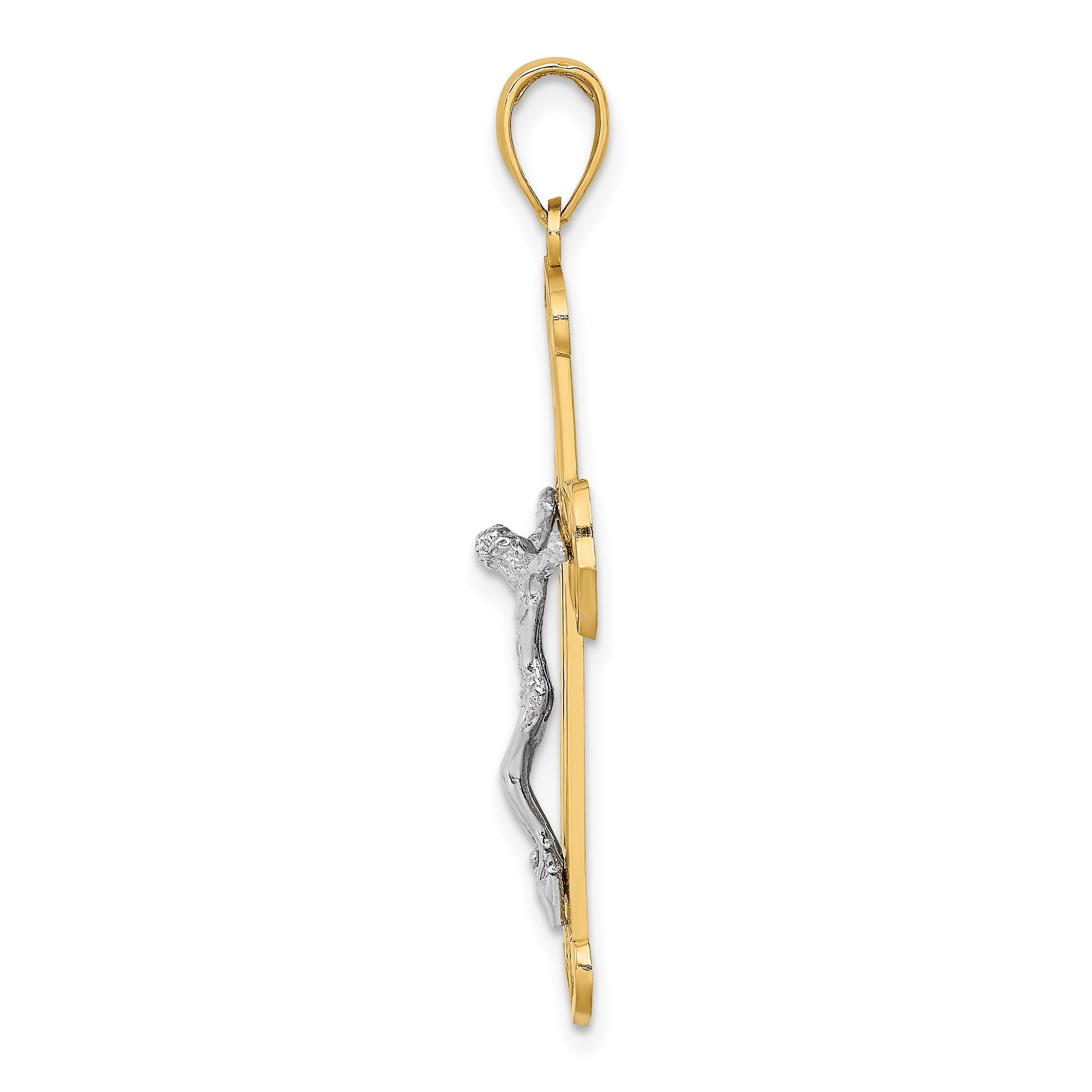 14K Two-tone Textured Crucifix Charm