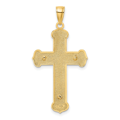 14K Two-tone Textured Crucifix Charm