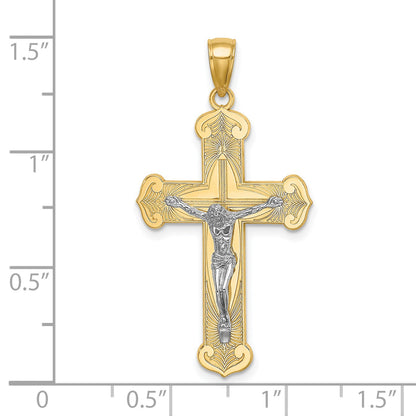 14K Two-tone Textured Crucifix Charm